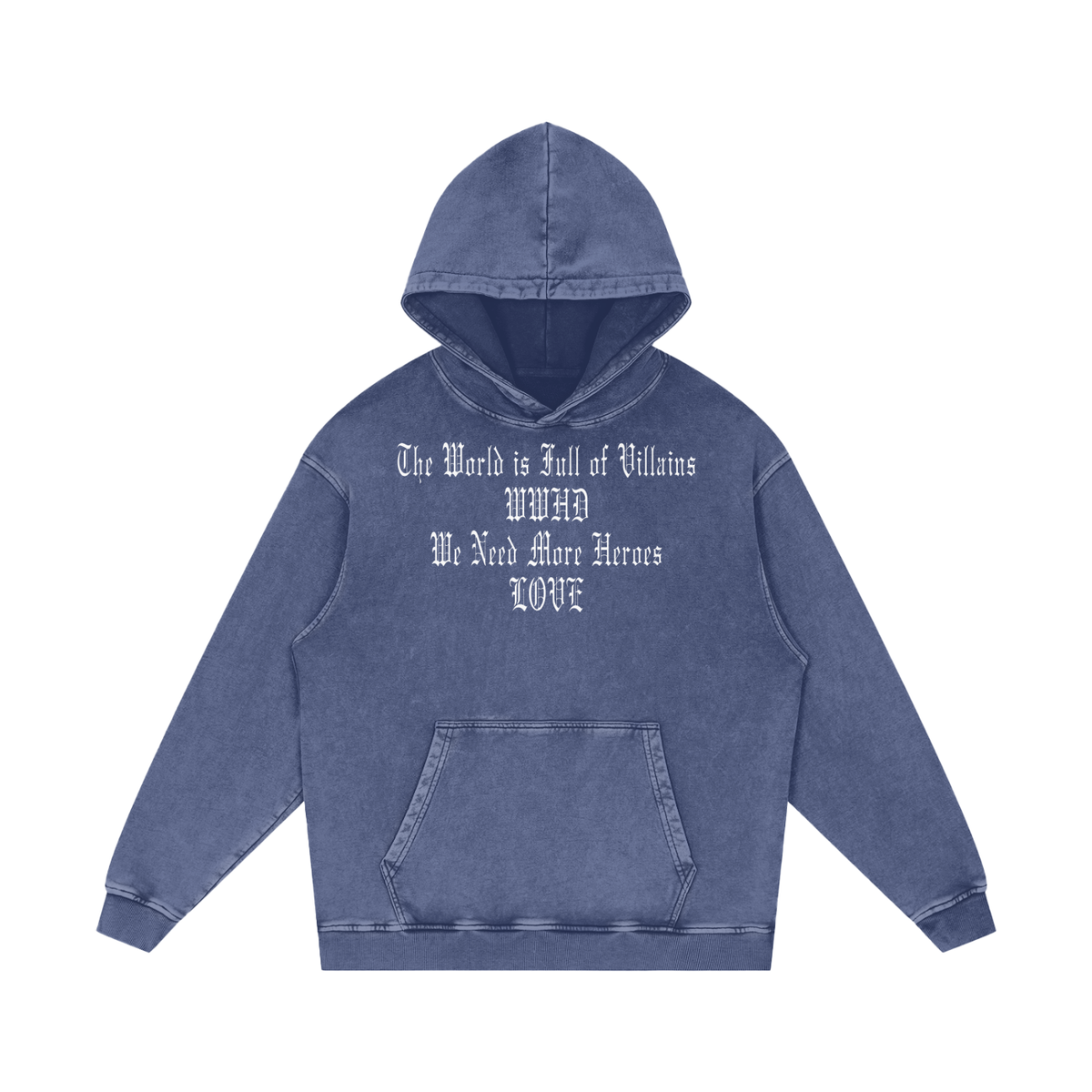 We Need More Heroes Acid Wash Heavyweight Oversize Hoodie